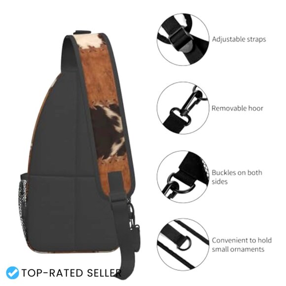 Cow Print Sling Backpack Crossbody Daypack Adjustable Strap Casual Travel Gym main image 7